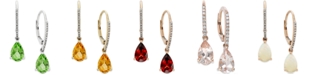 Macy's Semi-Precious Lever Back Earrings in 14k White, Yellow or Rose Gold